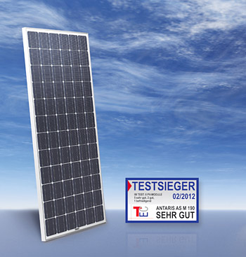 Erzielte im Vergleichstest den höchsten Energieertrag: das Photovoltaik-Solarmodul AS M 190 von ANTARIS SOLAR